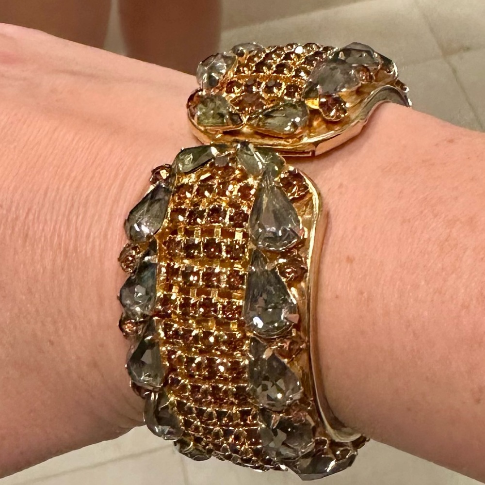 Vintage 1959 orange and gray rhinestones